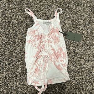 allsaints pink and white top